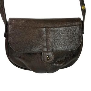 ROGER VAN S Vintage Flap Pocket Handbag Shoulder Bag Purse Genuine Leather Brown